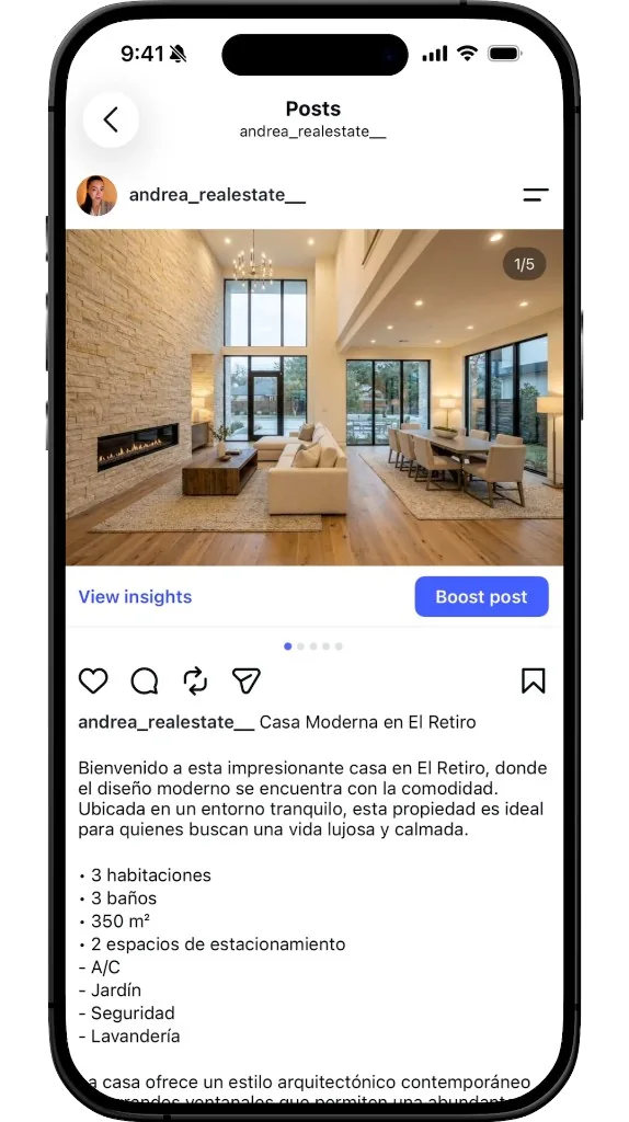 Instagram post of a property