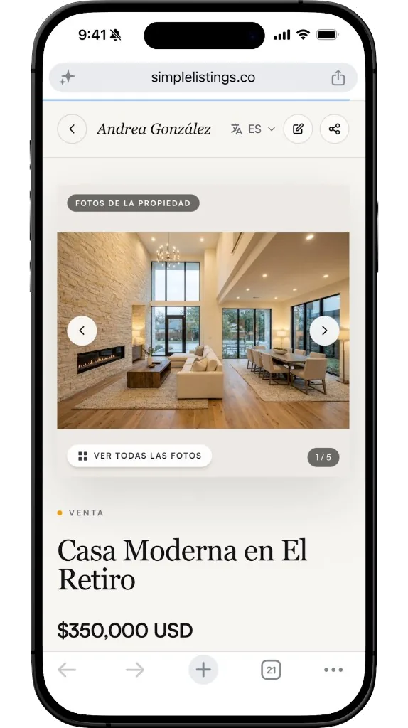 SimpleListings property page created from Instagram