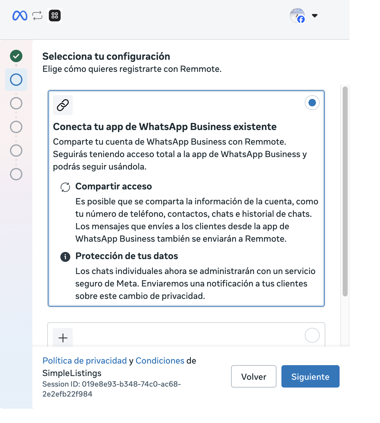 Conectar app de WhatsApp Business existente