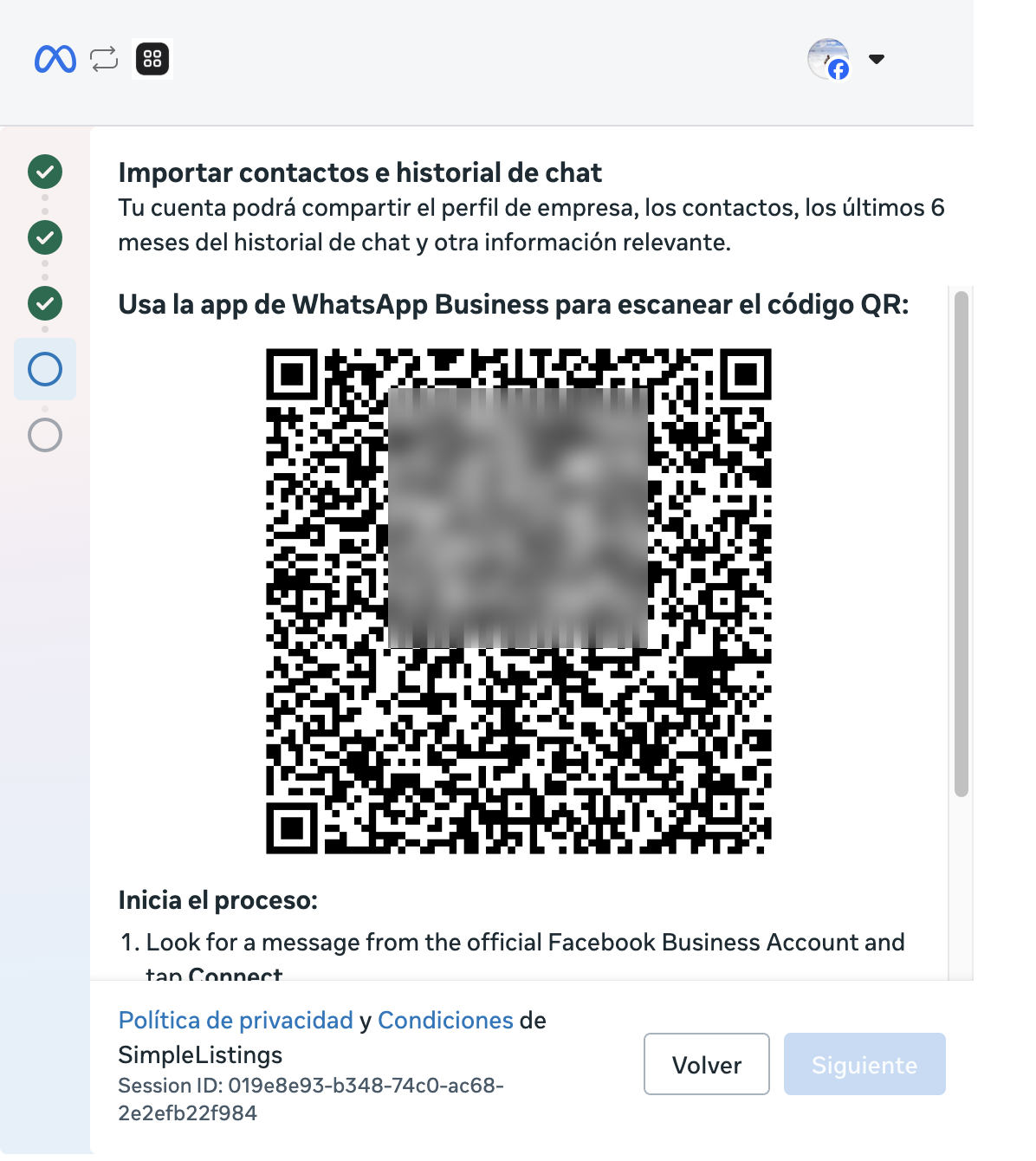 Código QR de Meta para vincular WhatsApp Business