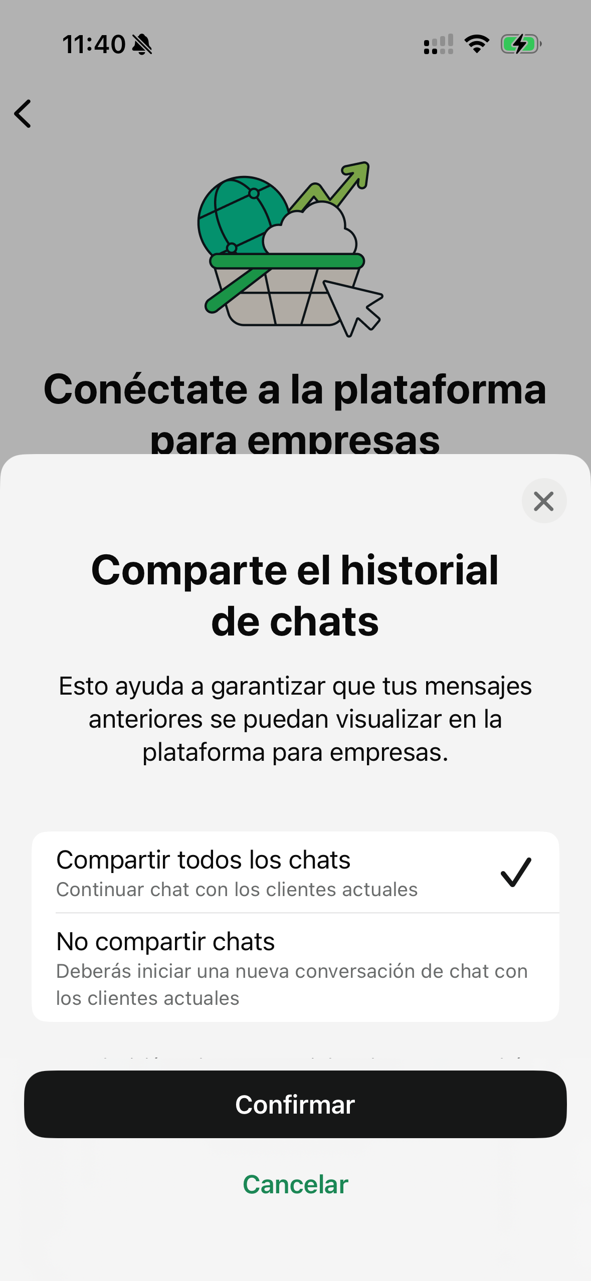 Compartir historial de chats de WhatsApp