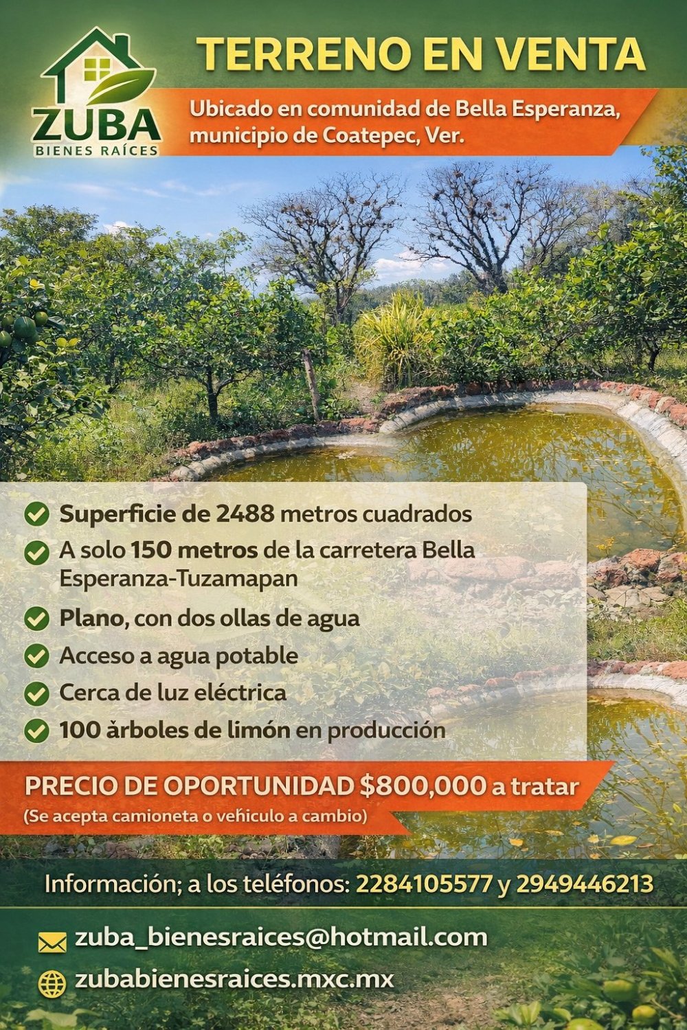 En venta Terreno Ejidal, en Bella Esperanza, Municipio de Coatepec, Ver. - Image 1